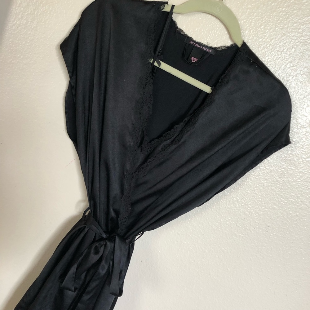 VS satin robe with sexy babydoll nightgown
